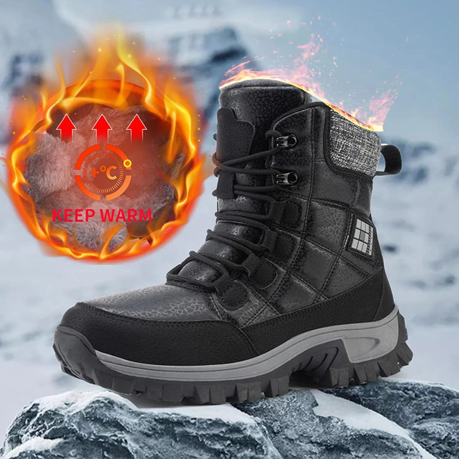 Winter Boots for Women Couple Boots Waterproof Snow Boots Padded Thickened Mid Calf Warm Walking Shoes