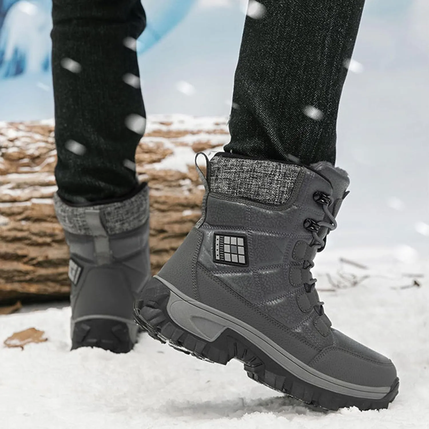 Winter Boots for Women Couple Boots Waterproof Snow Boots Padded Thickened Mid Calf Warm Walking Shoes