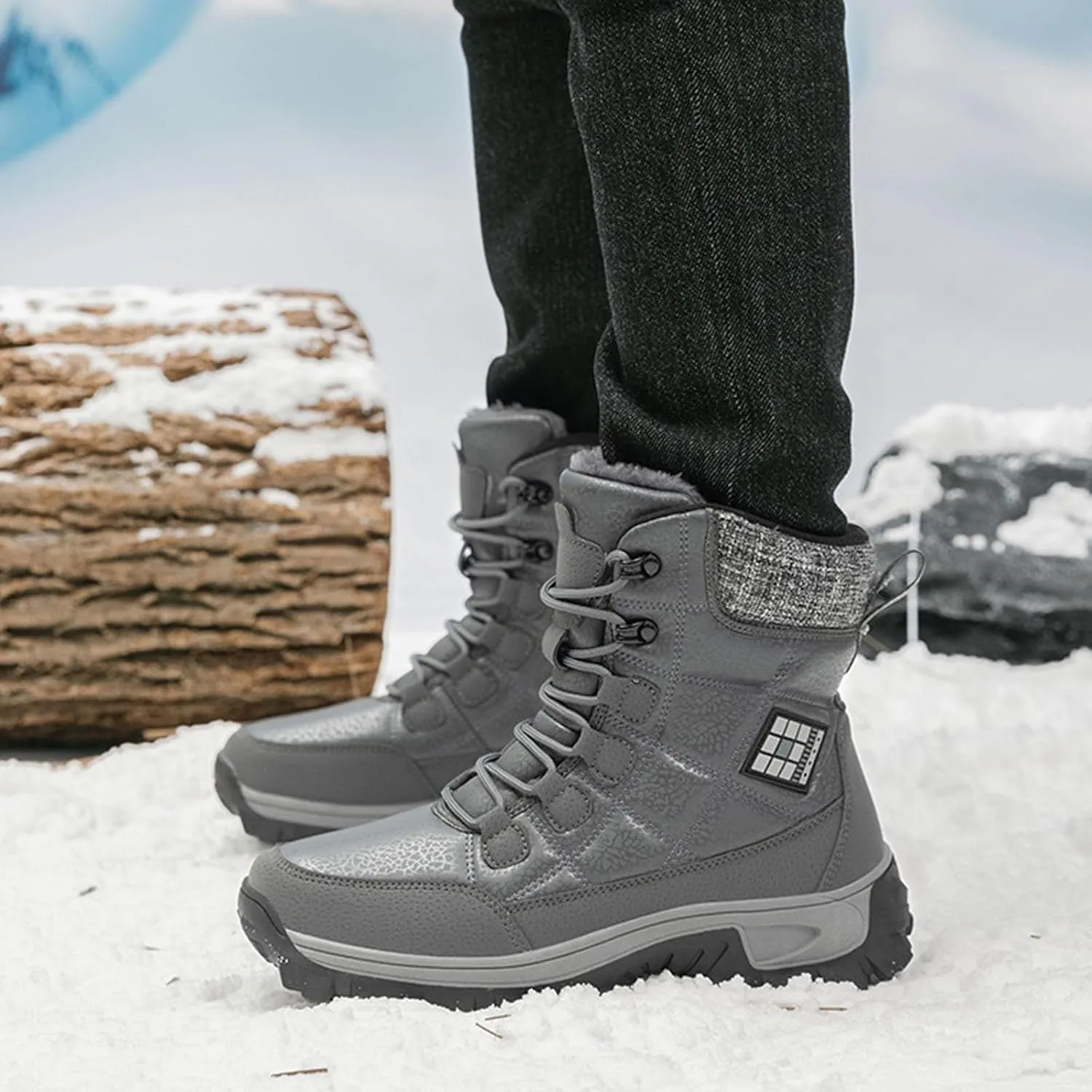 Winter Boots for Women Couple Boots Waterproof Snow Boots Padded Thickened Mid Calf Warm Walking Shoes