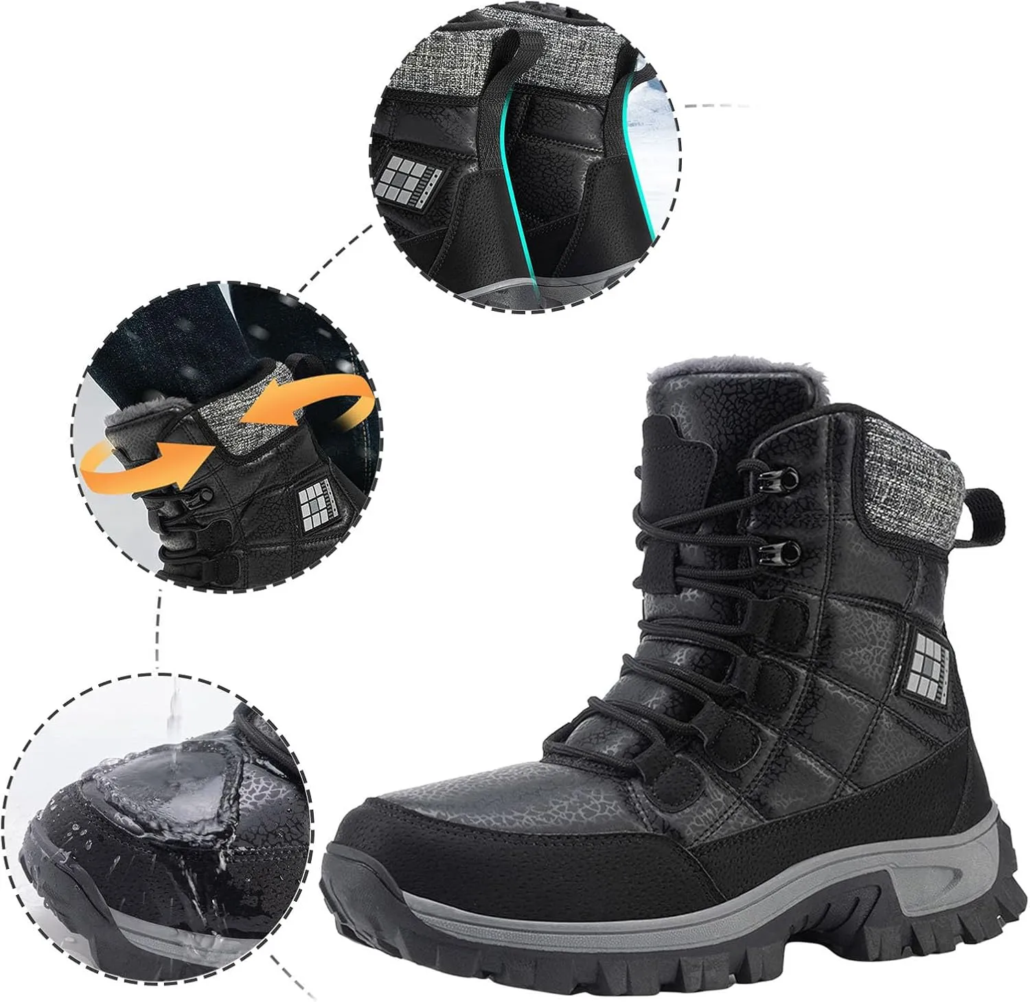 Winter Boots for Women Couple Boots Waterproof Snow Boots Padded Thickened Mid Calf Warm Walking Shoes