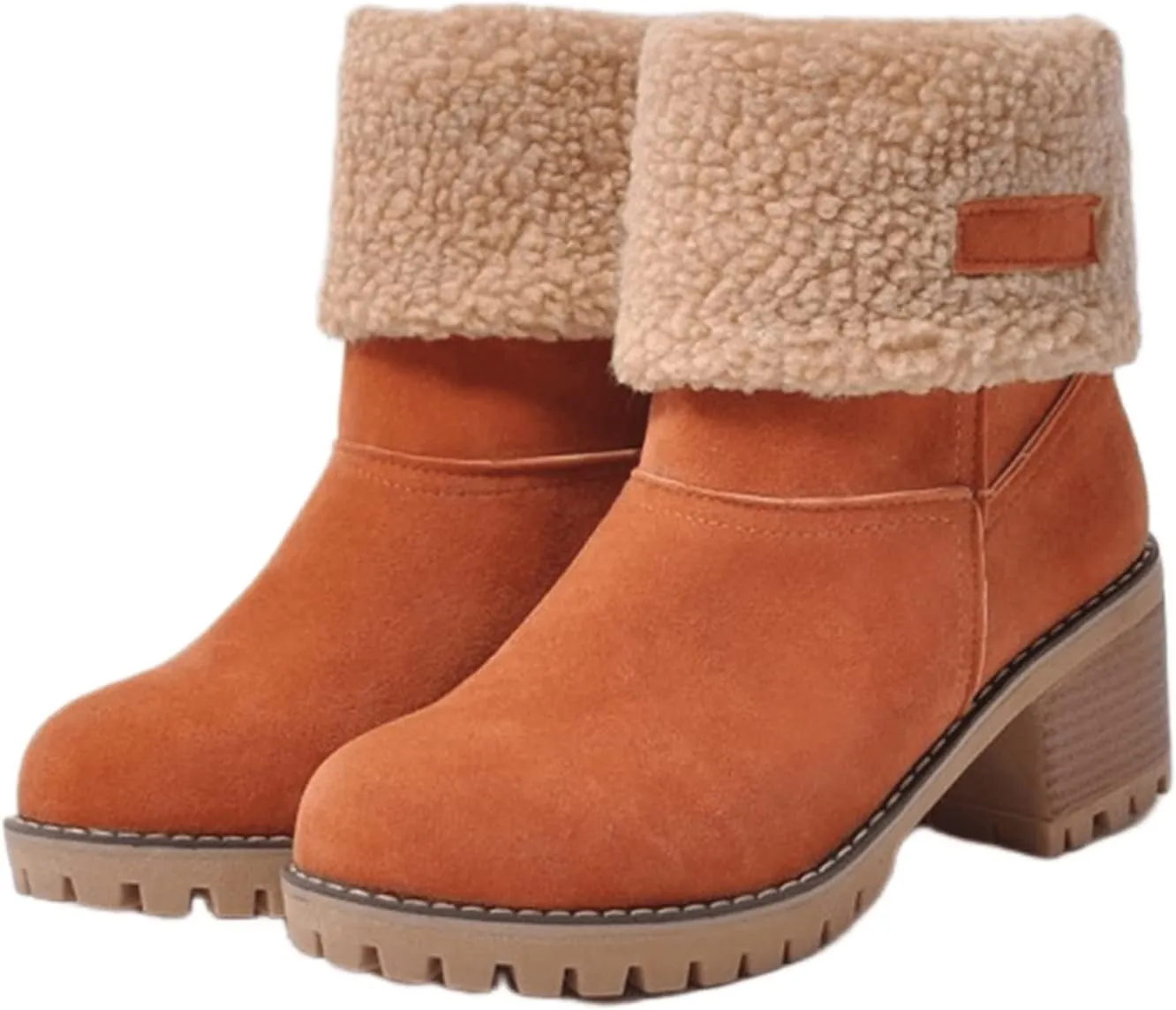 Winter Boots For Women Fashion Snow Boots Fur Lined Warm Mid Calf Boots Outdoor Anti-Slip Warm Shoes Ankle Booties