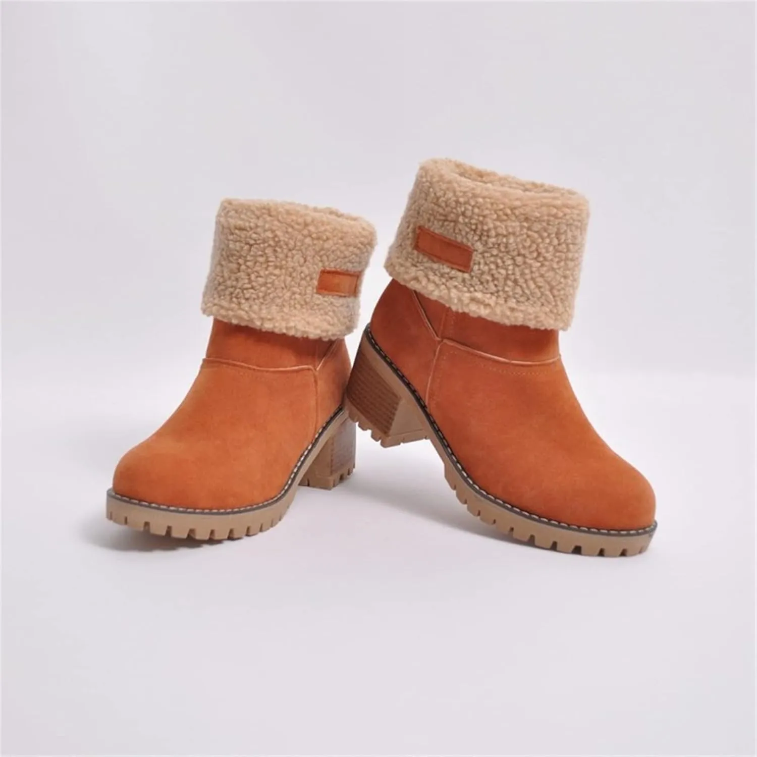 Winter Boots For Women Fashion Snow Boots Fur Lined Warm Mid Calf Boots Outdoor Anti-Slip Warm Shoes Ankle Booties