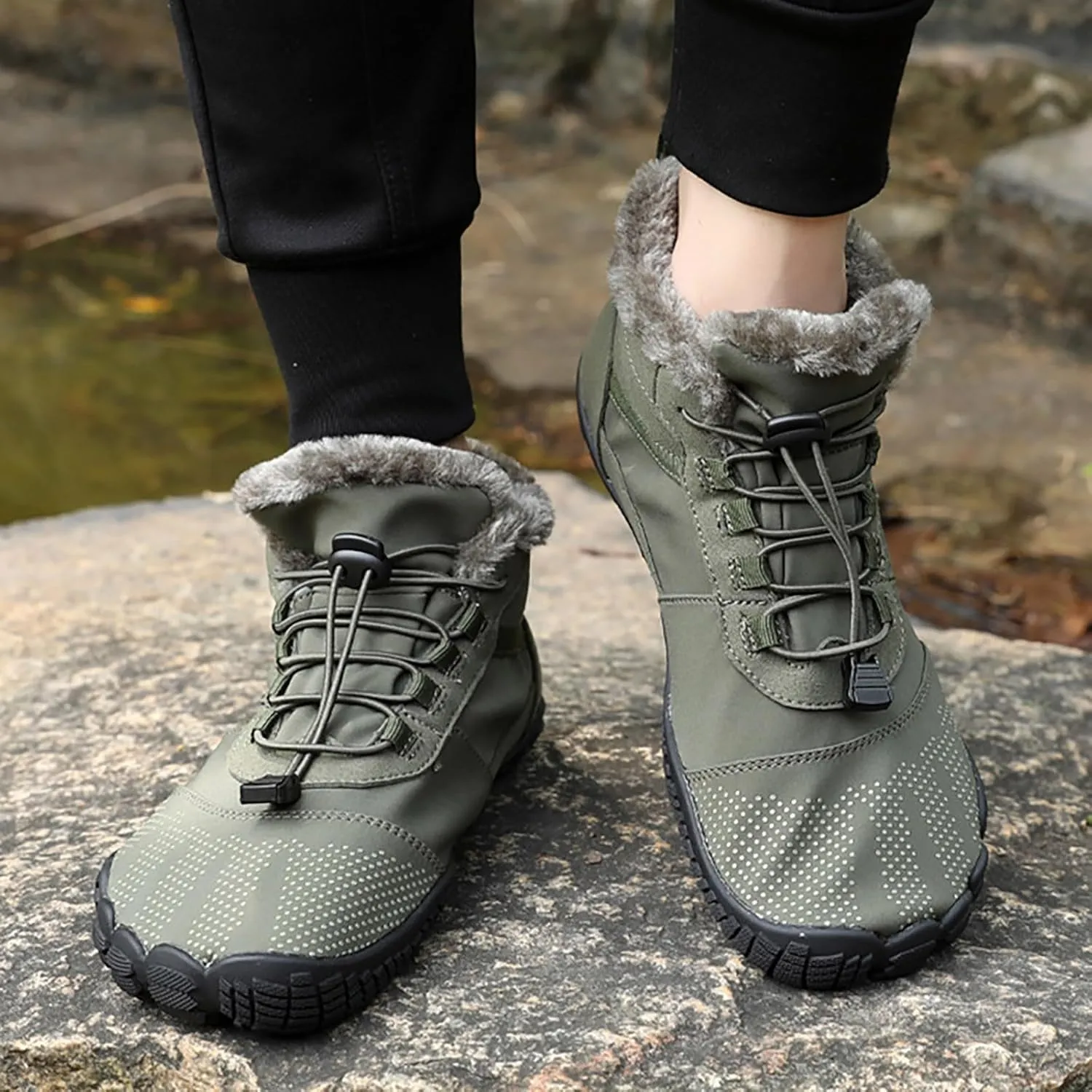 Winter Boots For Women Large Size Hiking Boots Non Slip Thick Sole Snow Boots Five Toe Outdoor Cotton Shoes