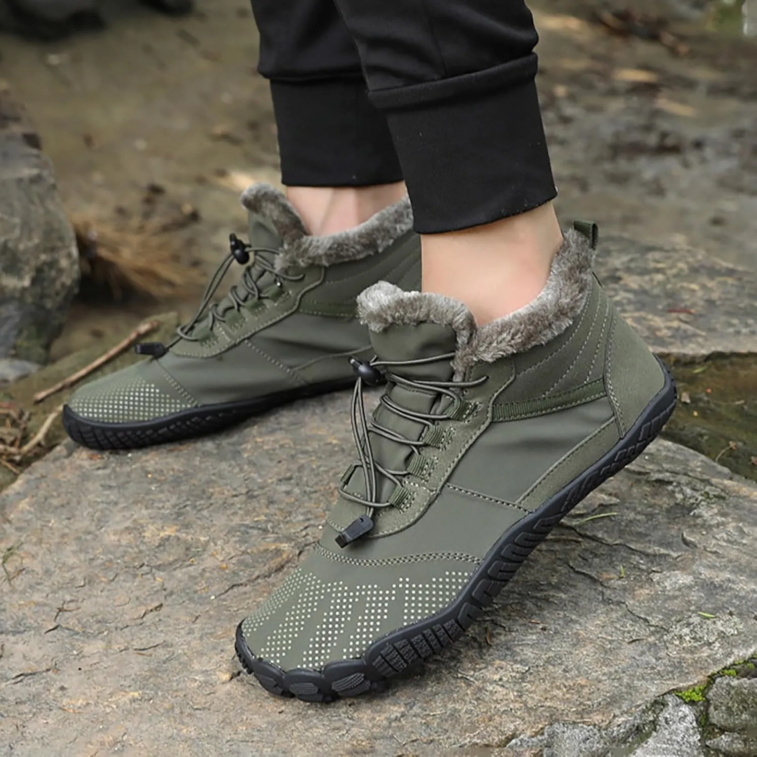 Winter Boots For Women Large Size Hiking Boots Non Slip Thick Sole Snow Boots Five Toe Outdoor Cotton Shoes