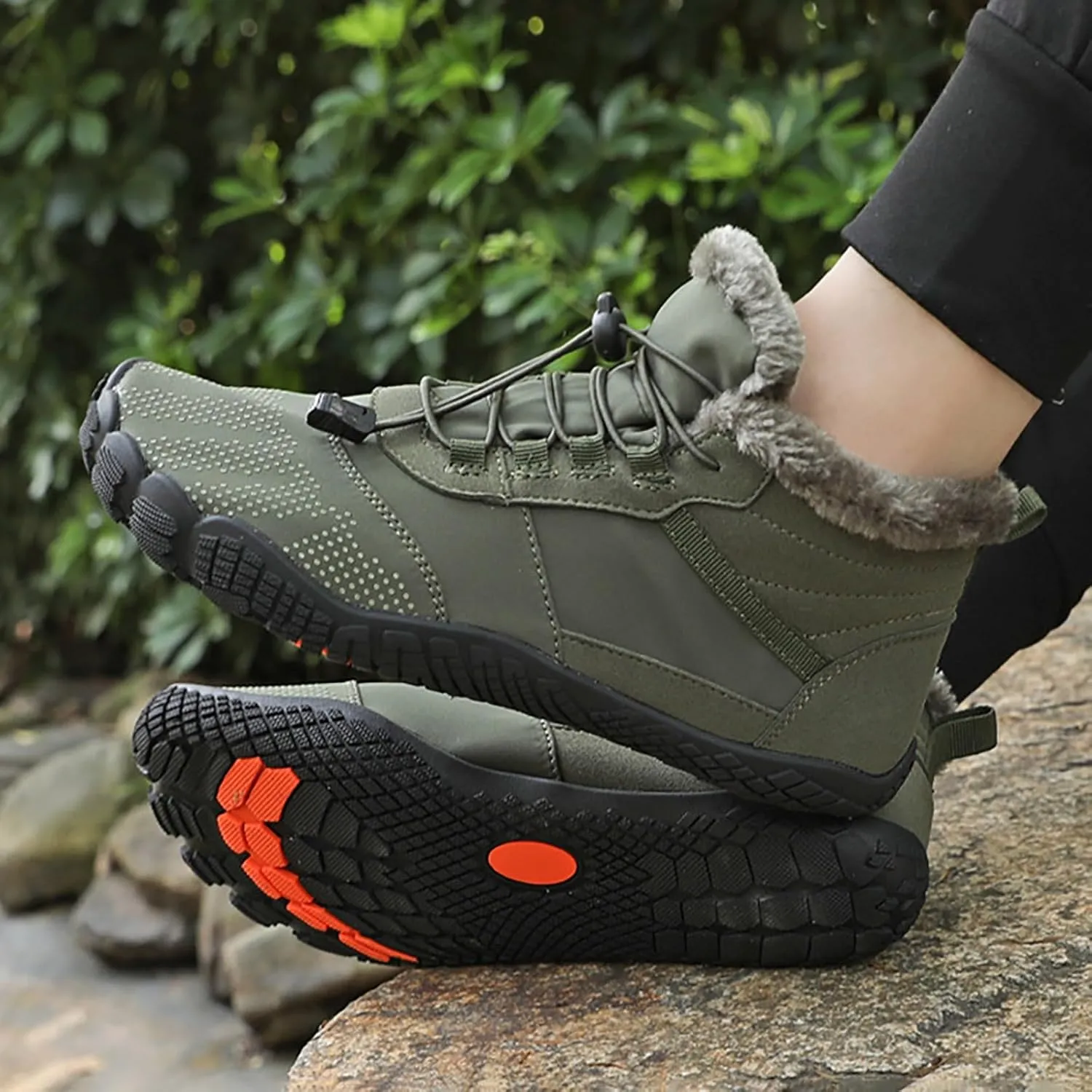 Winter Boots For Women Large Size Hiking Boots Non Slip Thick Sole Snow Boots Five Toe Outdoor Cotton Shoes