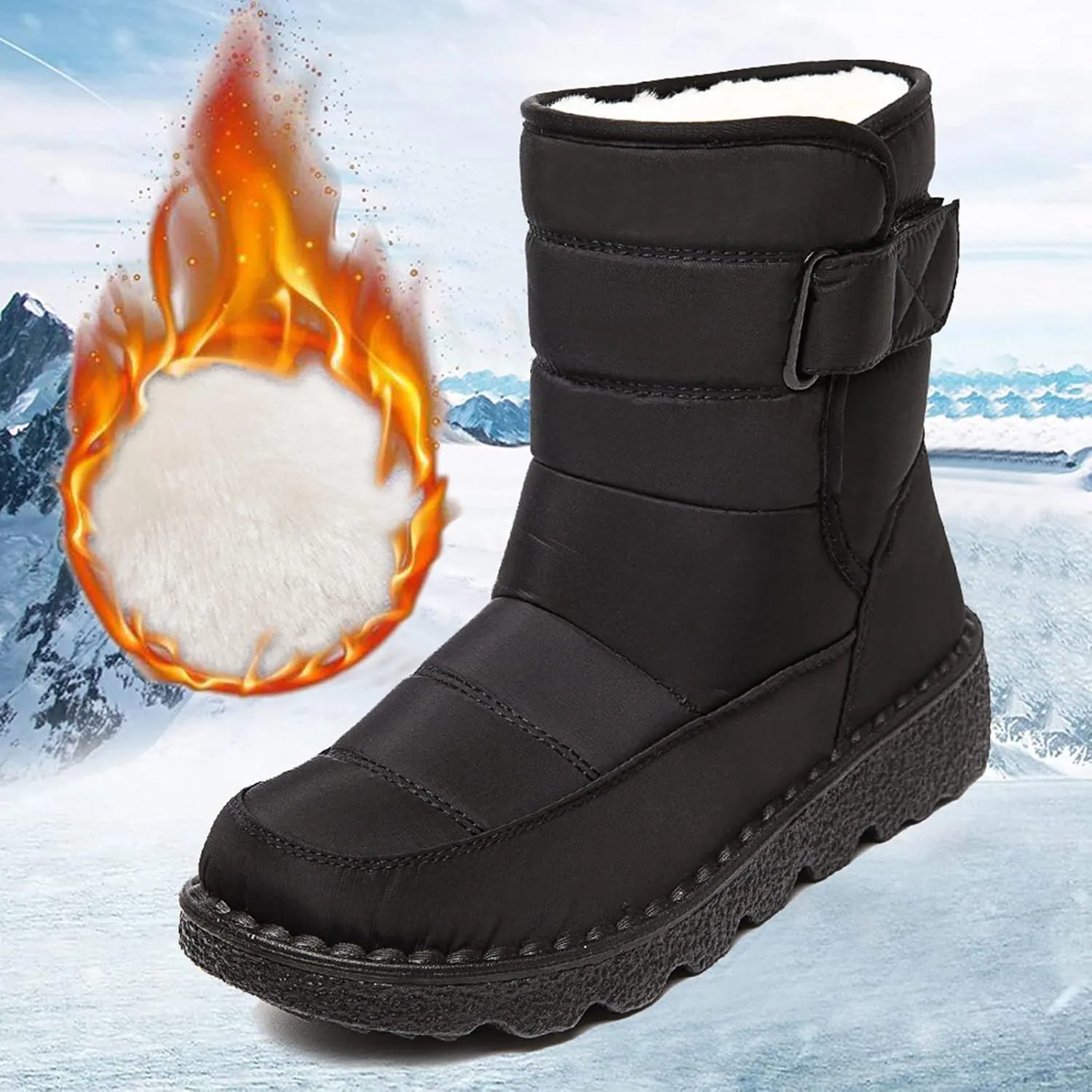 Winter Boots for Women Waterproof Winter Boot Ladies Slip On Womens Snow Boots Winter Shoes Warm Fur Lined Womens Fur Lined Slip On Boot Mens Casual Shoes Mens Booties Winter