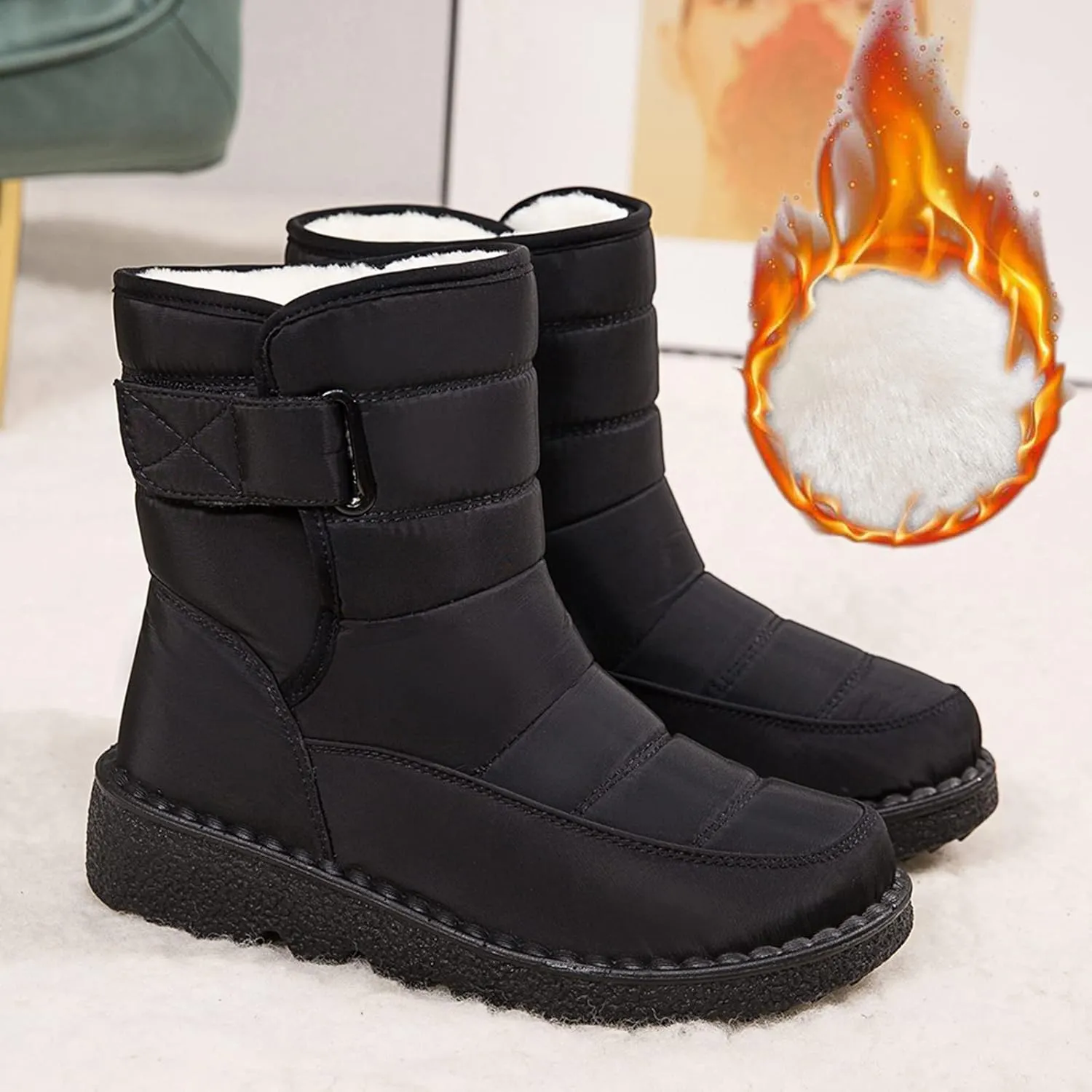 Winter Boots for Women Waterproof Winter Boot Ladies Slip On Womens Snow Boots Winter Shoes Warm Fur Lined Womens Fur Lined Slip On Boot Mens Casual Shoes Mens Booties Winter