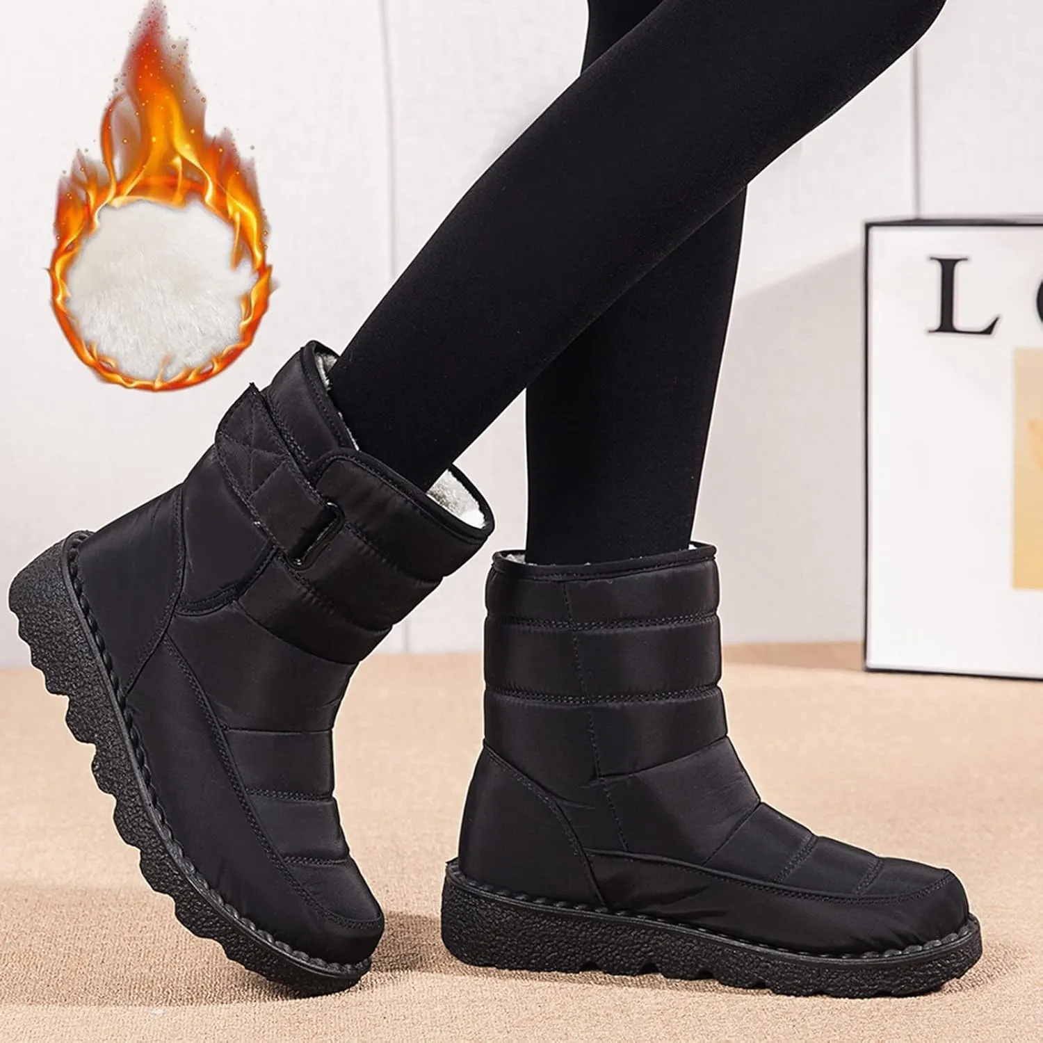 Winter Boots for Women Waterproof Winter Boot Ladies Slip On Womens Snow Boots Winter Shoes Warm Fur Lined Womens Fur Lined Slip On Boot Mens Casual Shoes Mens Booties Winter