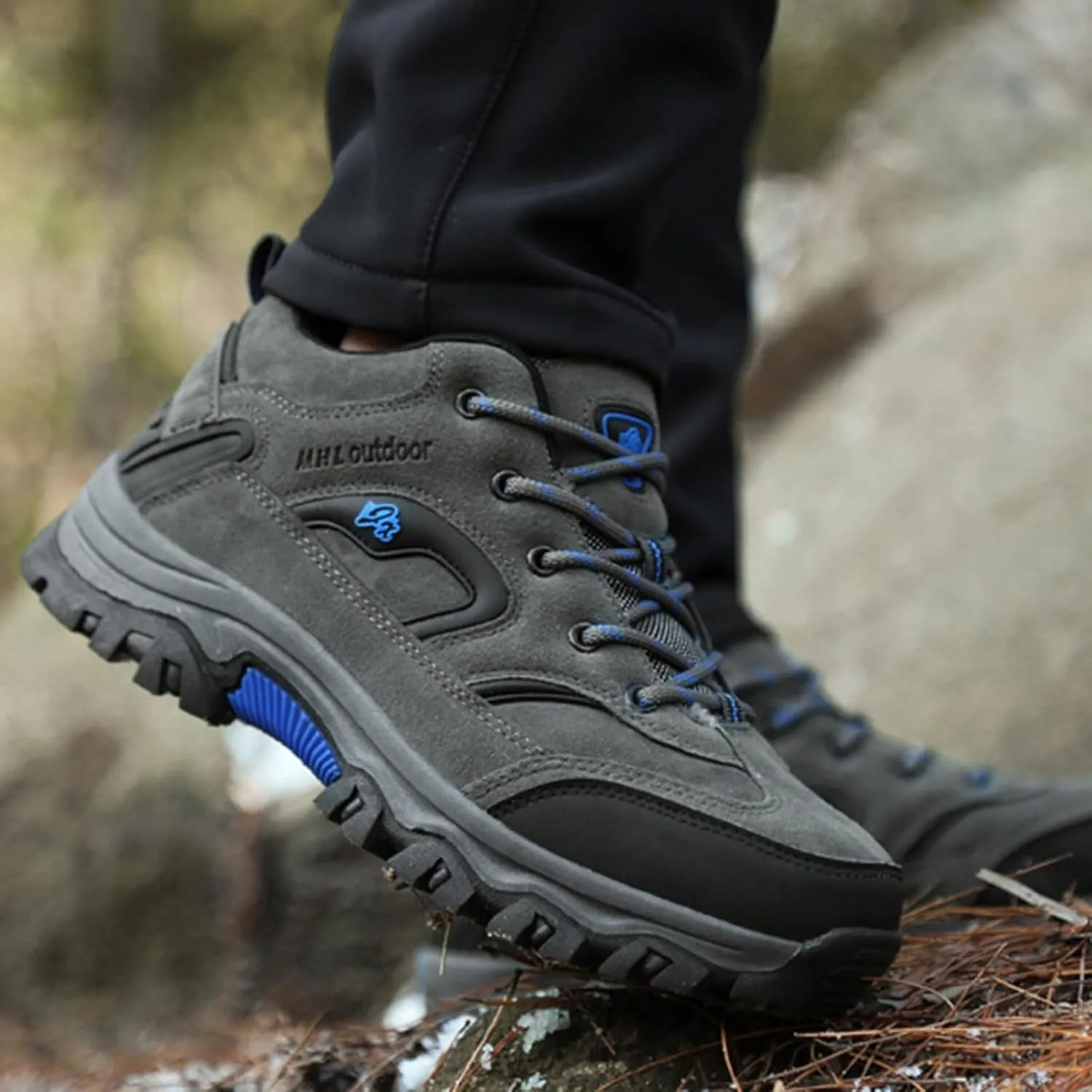 Winter Hiking Boots Men,Fashion Comfortable Cold-Weather Warm Winter Shoes for Men,Lightweight Walking Mens Snow Boots,Non-Slip Rubber Outsole