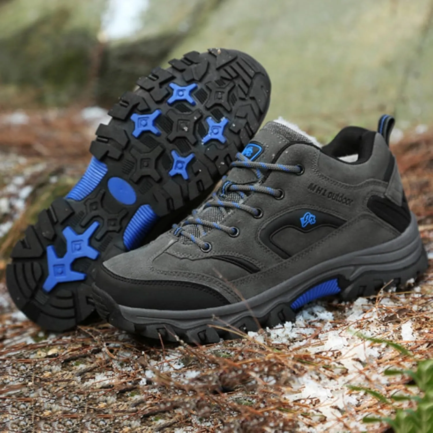 Winter Hiking Boots Men,Fashion Comfortable Cold-Weather Warm Winter Shoes for Men,Lightweight Walking Mens Snow Boots,Non-Slip Rubber Outsole