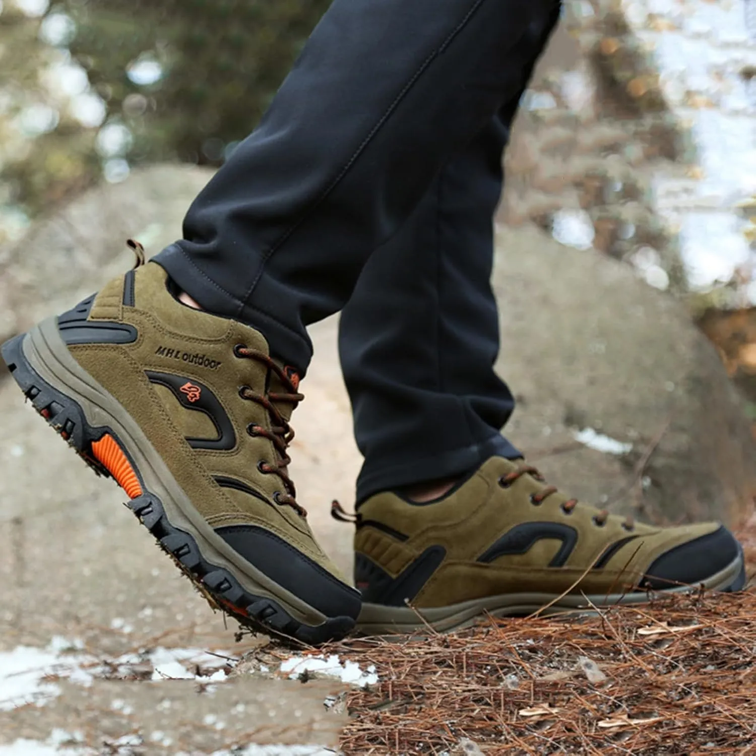Winter Hiking Boots Men,Fashion Comfortable Cold-Weather Warm Winter Shoes for Men,Lightweight Walking Mens Snow Boots,Non-Slip Rubber Outsole