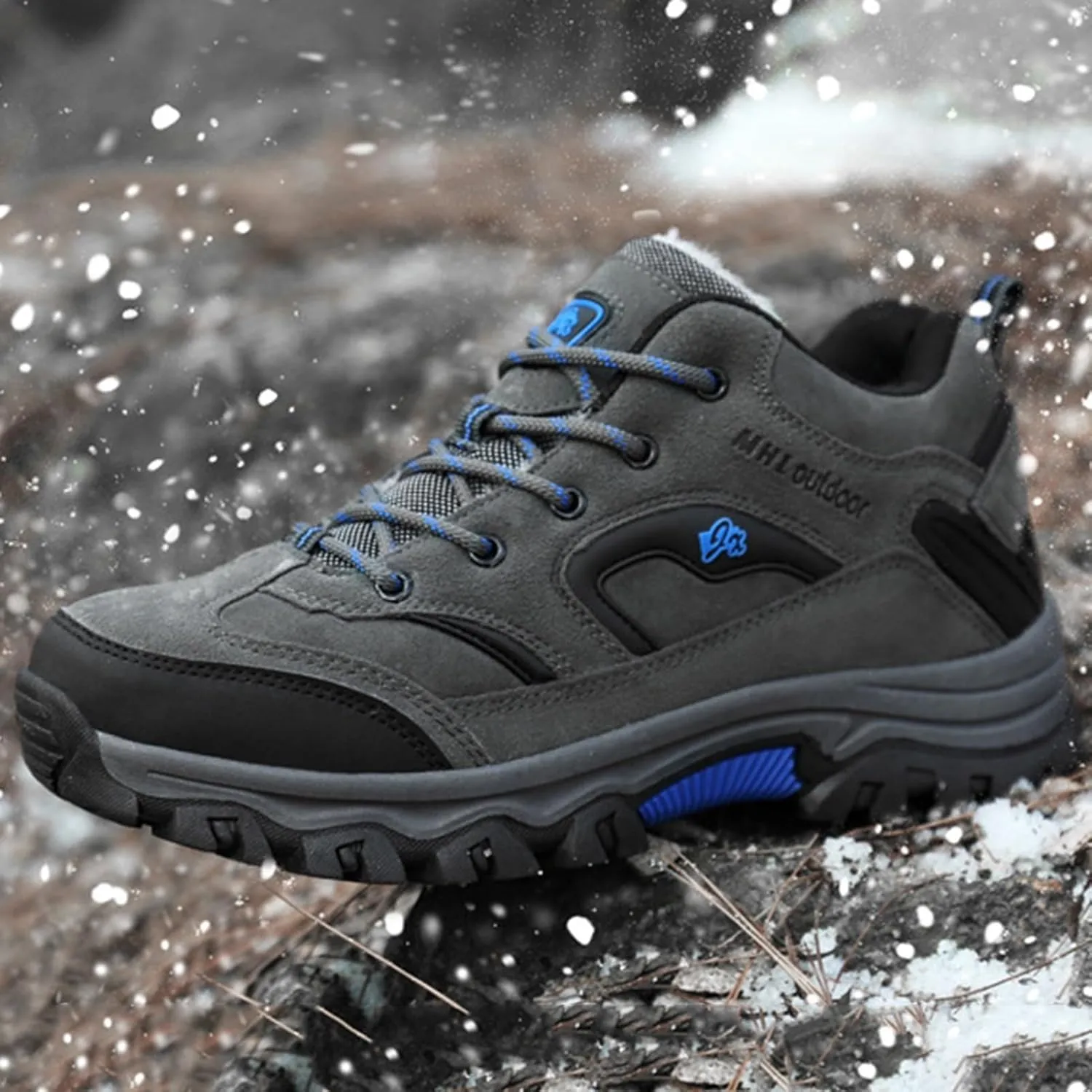 Winter Hiking Boots Men,Fashion Comfortable Cold-Weather Warm Winter Shoes for Men,Lightweight Walking Mens Snow Boots,Non-Slip Rubber Outsole