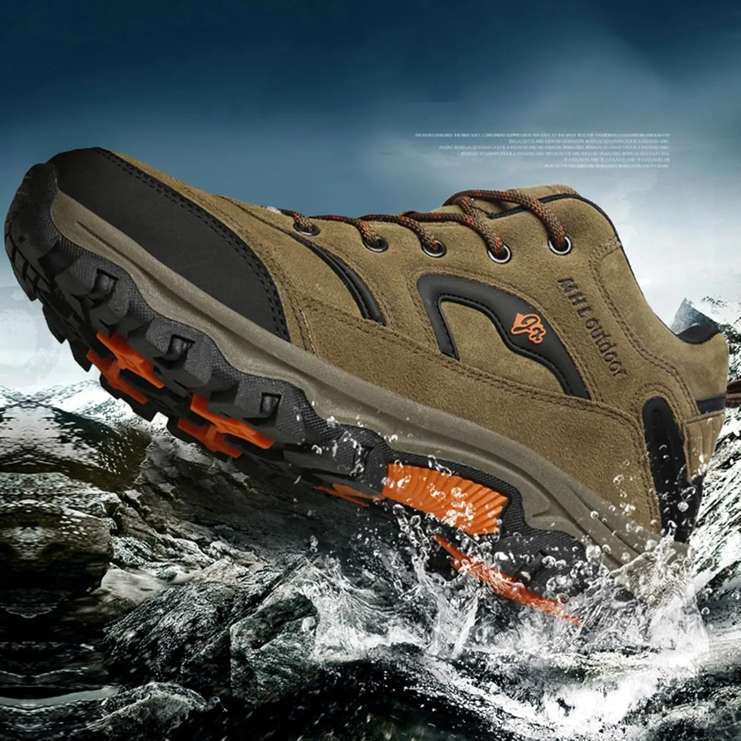 Winter Hiking Boots Men,Fashion Comfortable Cold-Weather Warm Winter Shoes for Men,Lightweight Walking Mens Snow Boots,Non-Slip Rubber Outsole