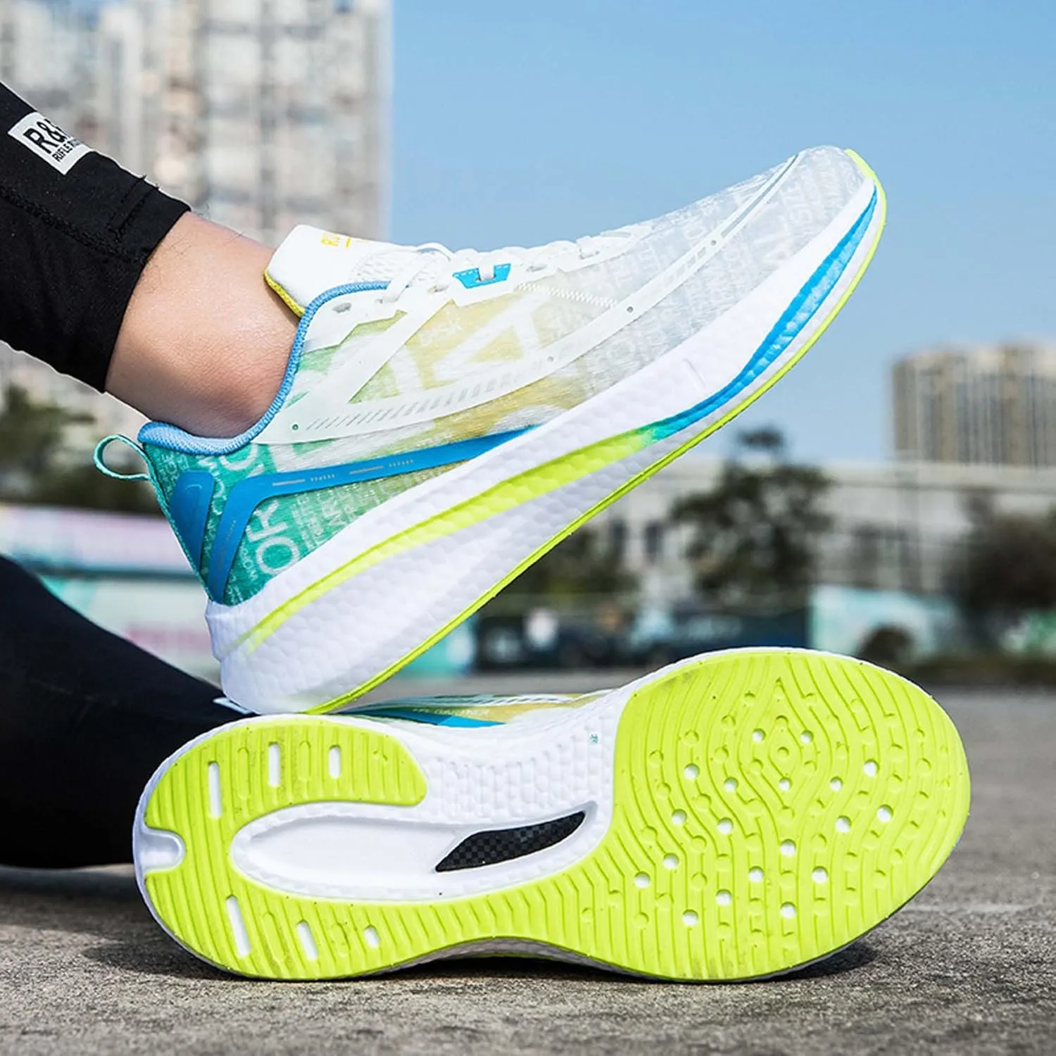 with Cool Color Coded Letters Luminous Lace up Basketball Shoes，Men Women Comfortable Backpack Hiking Shoes for