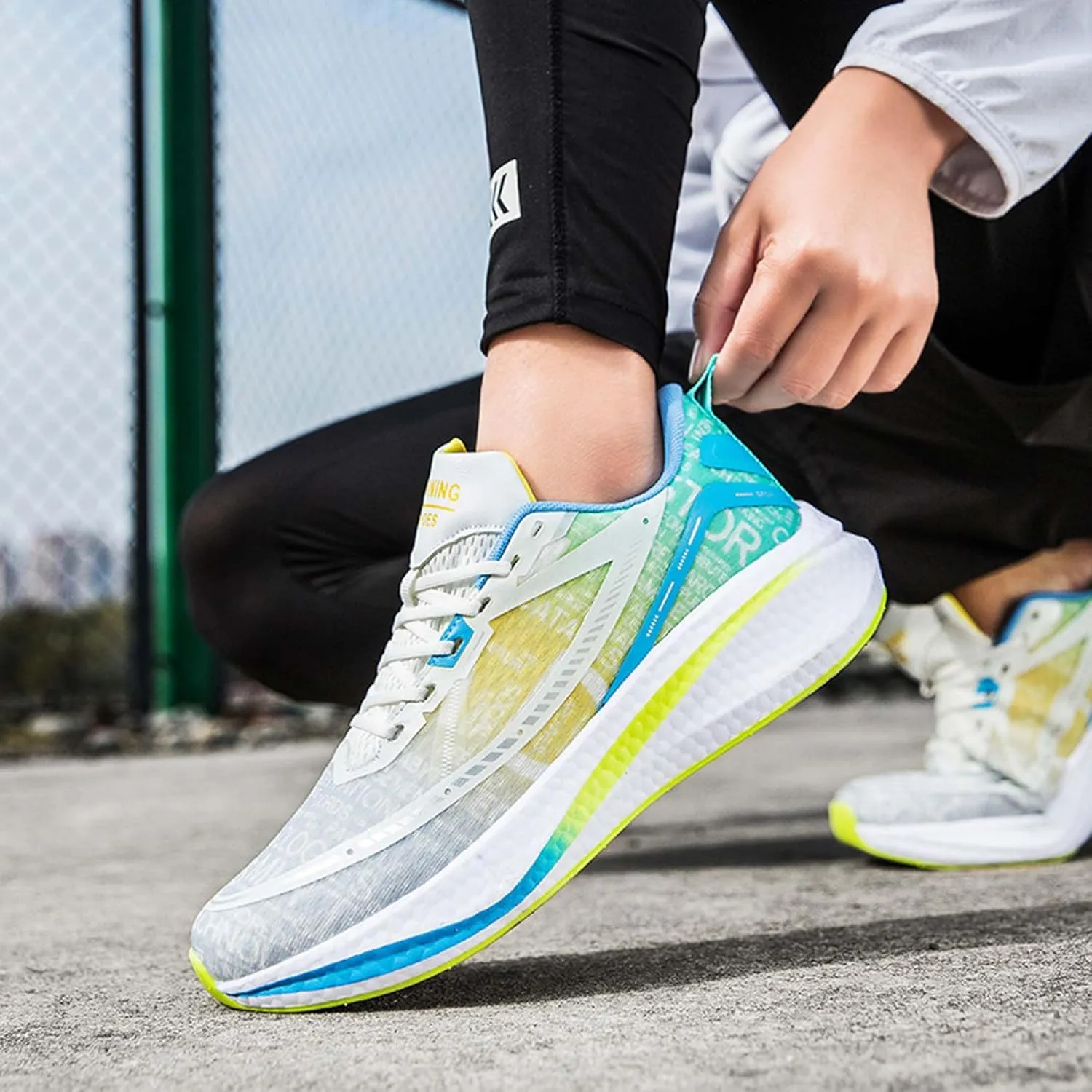 with Cool Color Coded Letters Luminous Lace up Basketball Shoes，Men Women Comfortable Backpack Hiking Shoes for