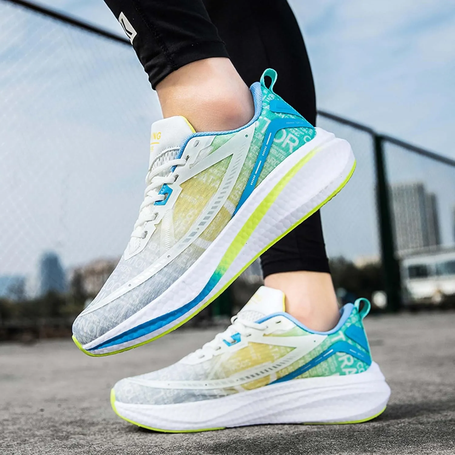 with Cool Color Coded Letters Luminous Lace up Basketball Shoes，Men Women Comfortable Backpack Hiking Shoes for