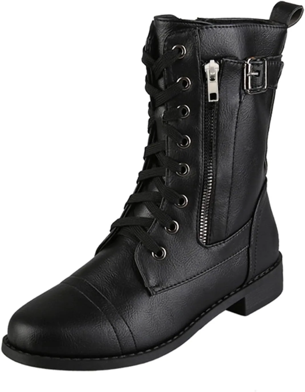 Women Bootie Mid Calf Fashion Dressy Boots for Women Solid Color Side Zipper Low and Square Heels Mid Calf Boots