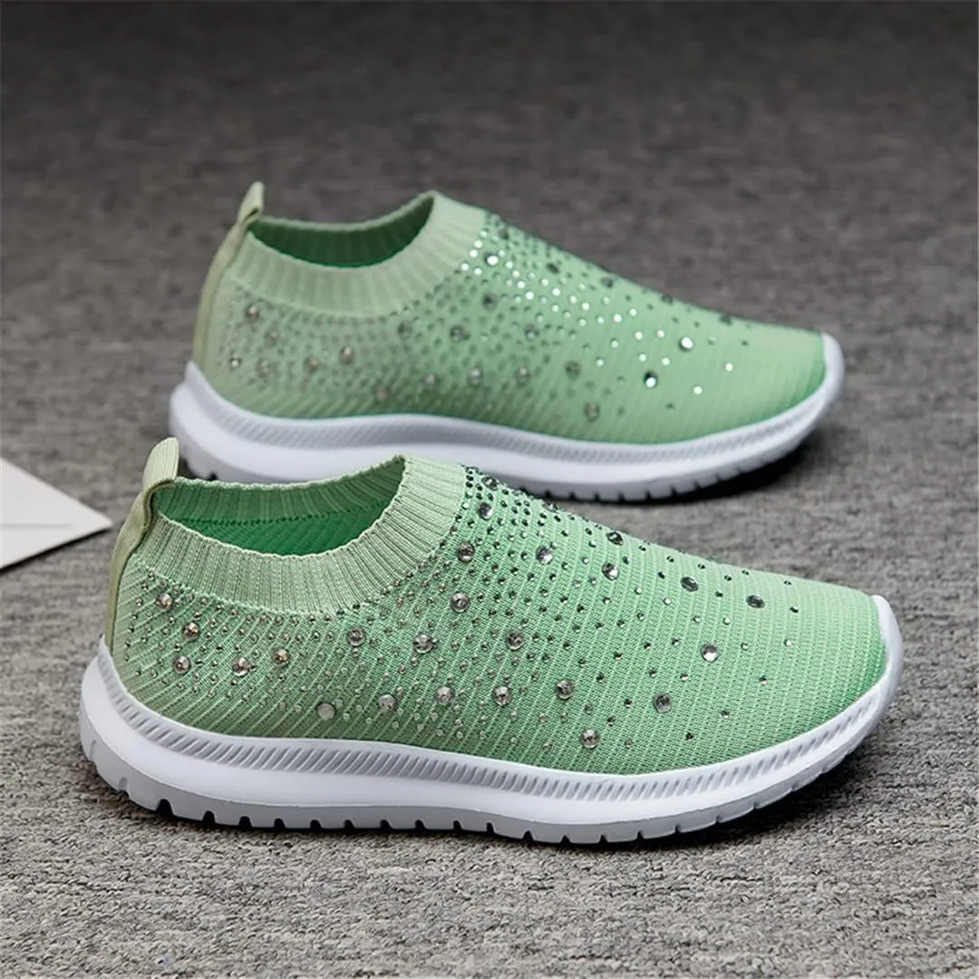Women Breathable Mesh Knitting Sock Trainer Sneakers Ultra Lightweight Sparkly Shoes Jogging Running Shoes