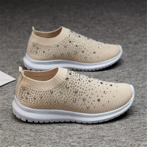 Women Breathable Mesh Knitting Sock Trainer Sneakers Ultra Lightweight Sparkly Shoes Jogging Running Shoes