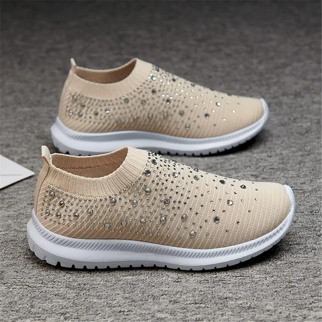 Women Breathable Mesh Knitting Sock Trainer Sneakers Ultra Lightweight Sparkly Shoes Jogging Running Shoes