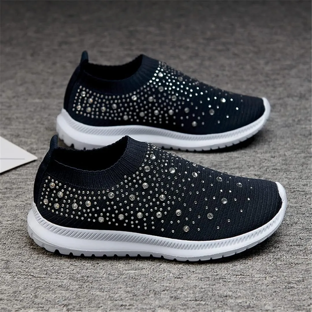 Women Breathable Mesh Knitting Sock Trainer Sneakers Ultra Lightweight Sparkly Shoes Jogging Running Shoes