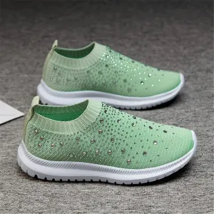 Women Breathable Mesh Knitting Sock Trainer Sneakers Ultra Lightweight Sparkly Shoes Jogging Running Shoes