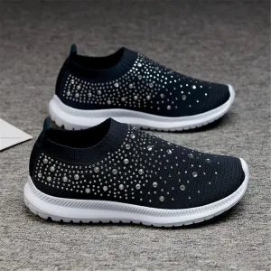 Women Breathable Mesh Knitting Sock Trainer Sneakers Ultra Lightweight Sparkly Shoes Jogging Running Shoes