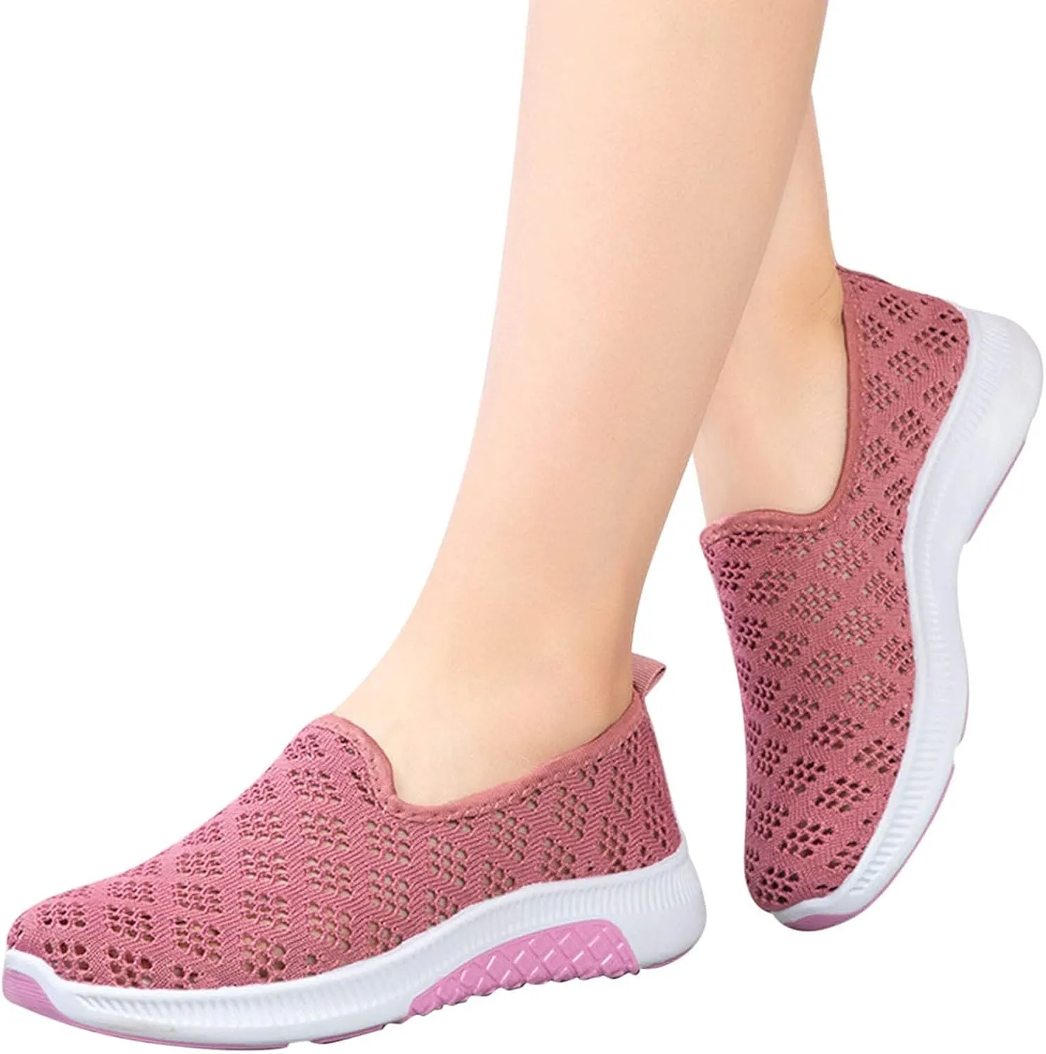 Women Slip On Sneakers Lightweight Walking Shoes Breathable Mesh Casual Comfortable Flats Non Slip Loafers