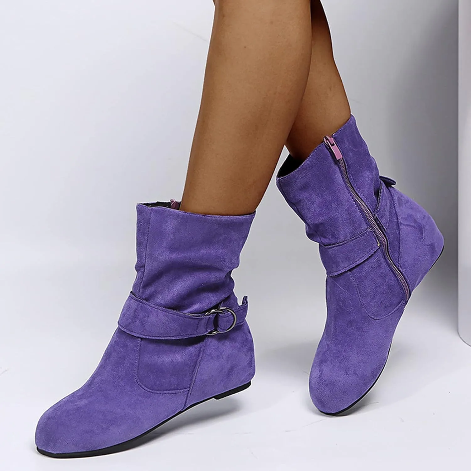 Womens Boots Fashion Fully Fur Lined Thick Sole Side Zipper Boots for Women Soft Cozy Warm Snow Boots for Women