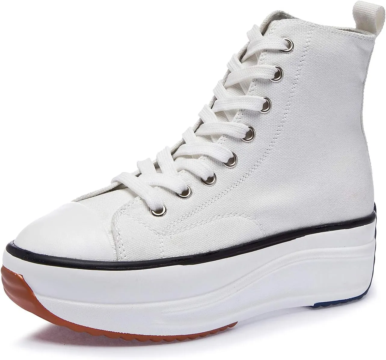 Women's Canvas Casual Shoes Dating Platform Slip-On High Top Sneakers Rubber Sole Wedge High Top Fashion Sneakers