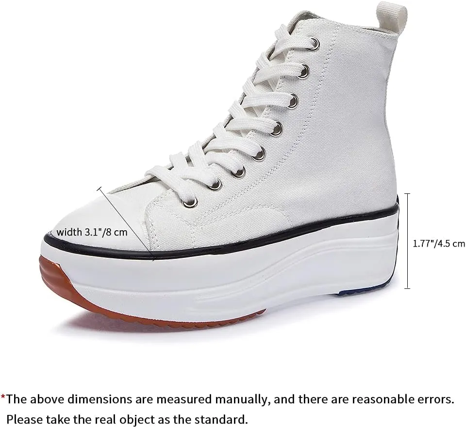 Women's Canvas Casual Shoes Dating Platform Slip-On High Top Sneakers Rubber Sole Wedge High Top Fashion Sneakers