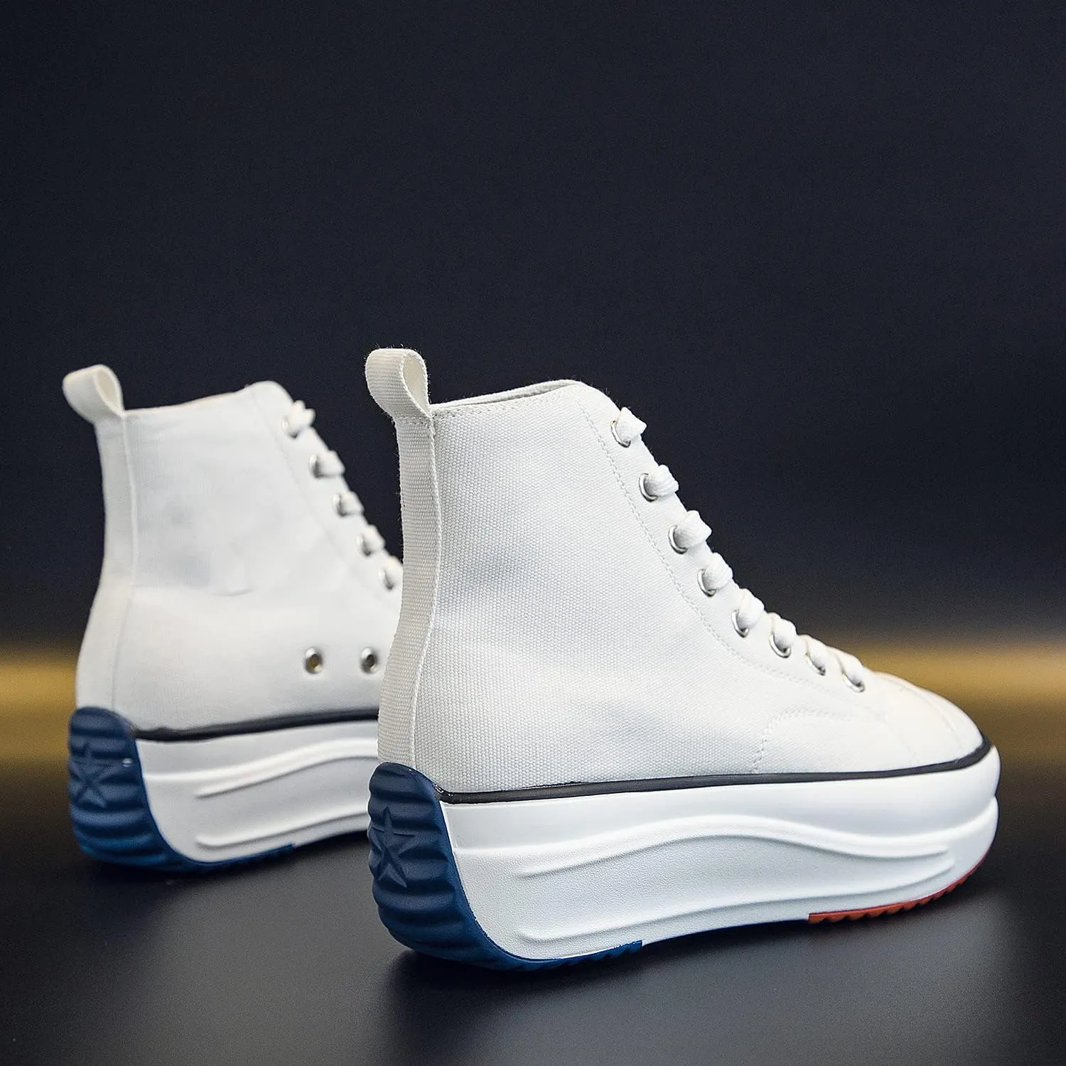 Women's Canvas Casual Shoes Dating Platform Slip-On High Top Sneakers Rubber Sole Wedge High Top Fashion Sneakers