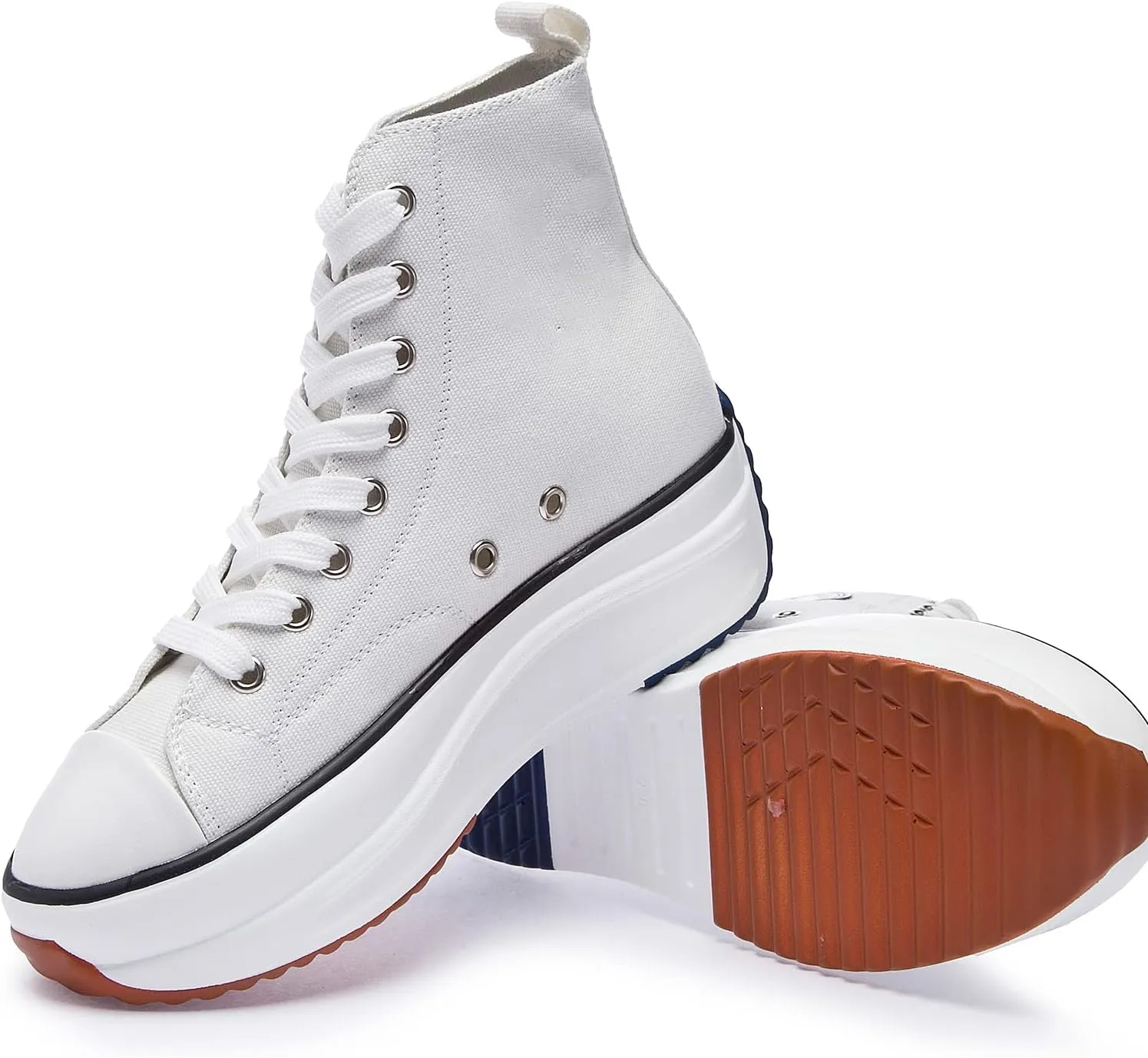 Women's Canvas Casual Shoes Dating Platform Slip-On High Top Sneakers Rubber Sole Wedge High Top Fashion Sneakers