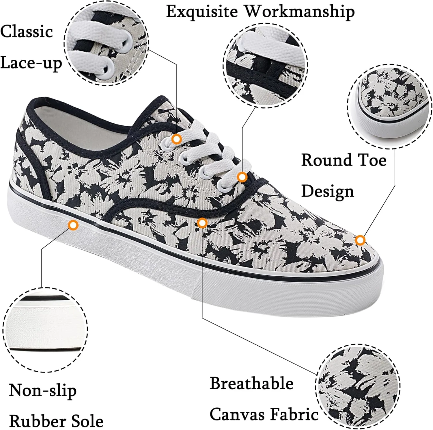 Women's Canvas Shoes Low Top Fashion Classic Slip on Canvas Sneakers Lace-up Walking Shoes Tennis Shoes