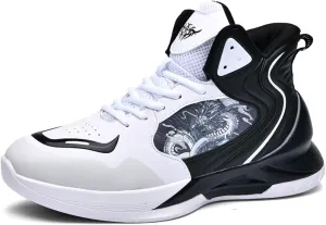 Womens Fashion Graffiti Leather High Top Basketball Shoes Lace Up Casual Non-Slip Tennis Travel Combat Training Shoes