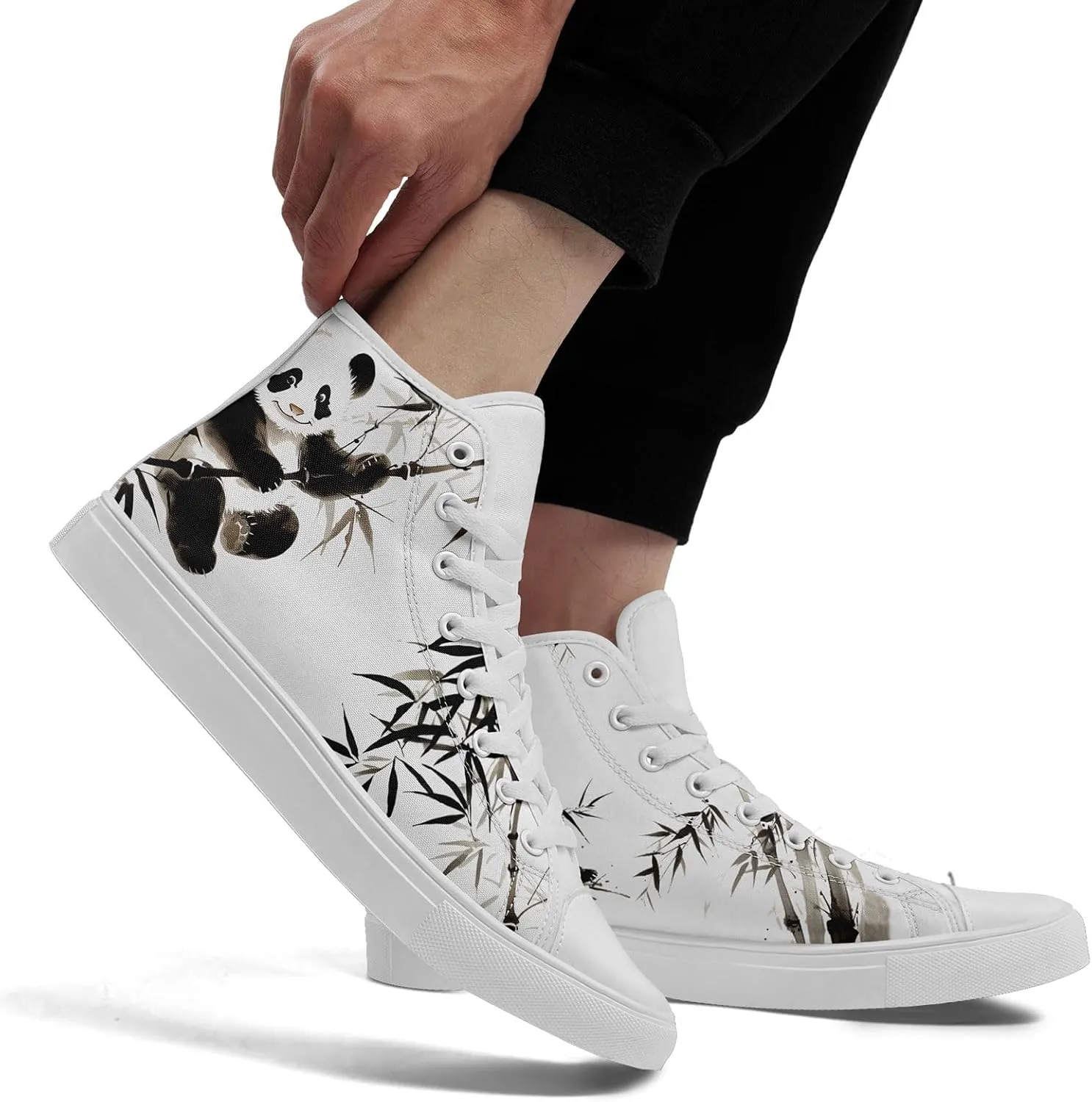 Women's High Top Sneakers Canvas Shoes Lace up Casual Tennis Shoes Fashion Flat Walking Shoe for Men