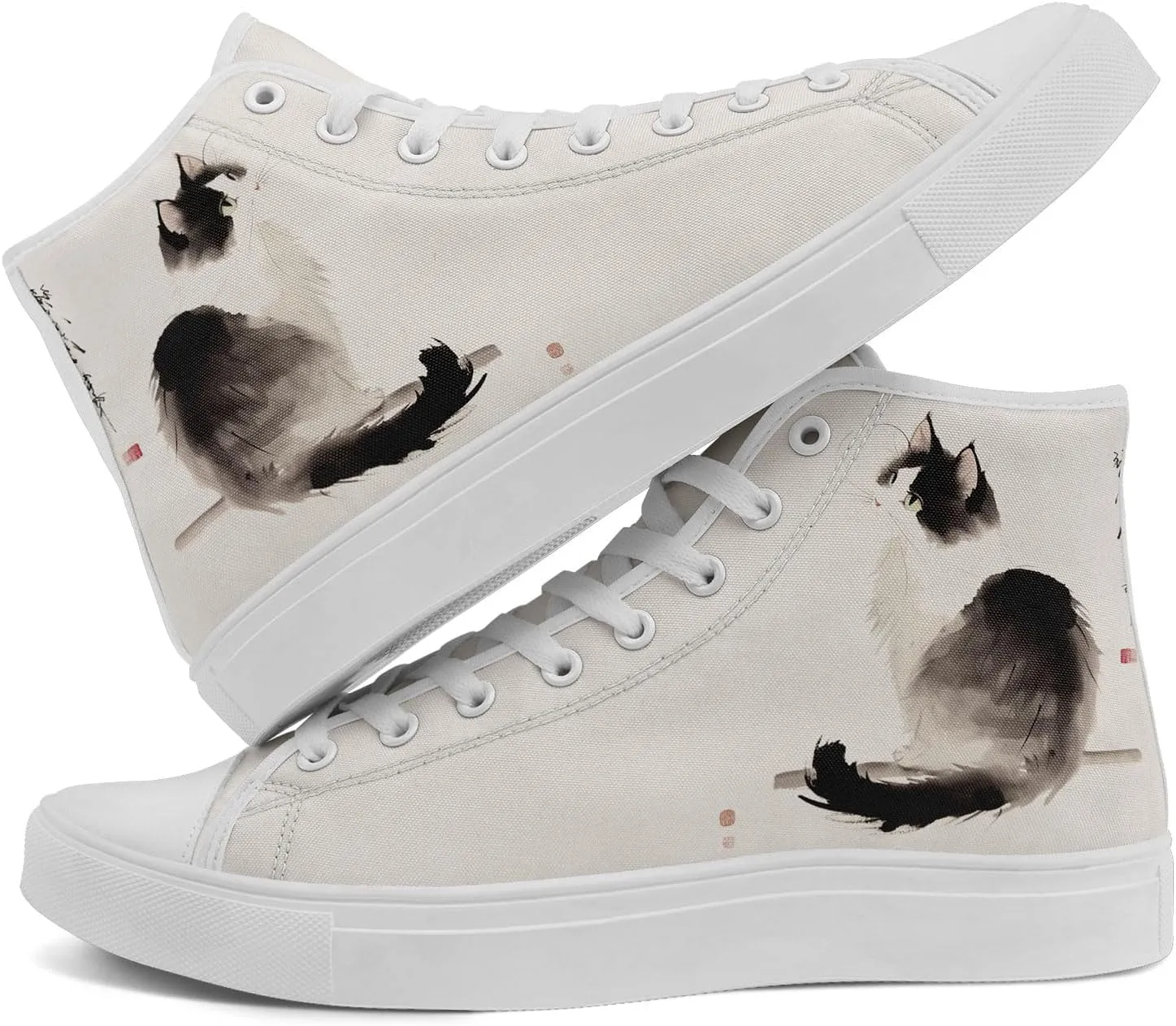 Women's High Top Sneakers Canvas Shoes Lace up Casual Tennis Shoes Fashion Flat Walking Shoe for Men