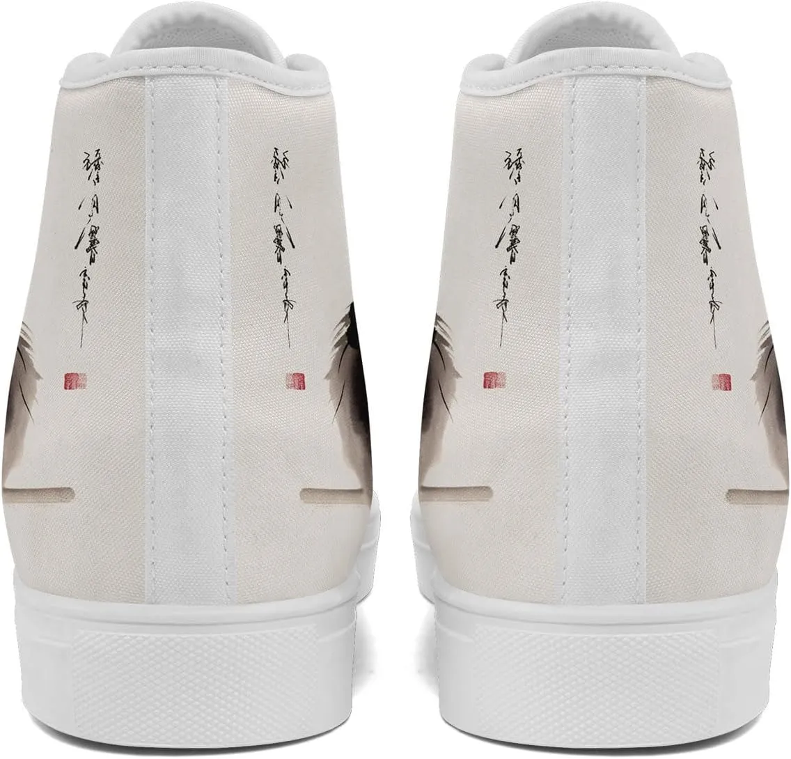 Women's High Top Sneakers Canvas Shoes Lace up Casual Tennis Shoes Fashion Flat Walking Shoe for Men