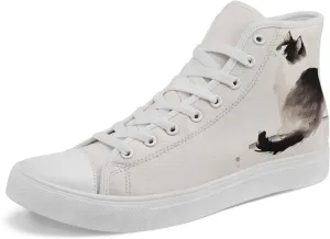 Women's High Top Sneakers Canvas Shoes Lace up Casual Tennis Shoes Fashion Flat Walking Shoe for Men