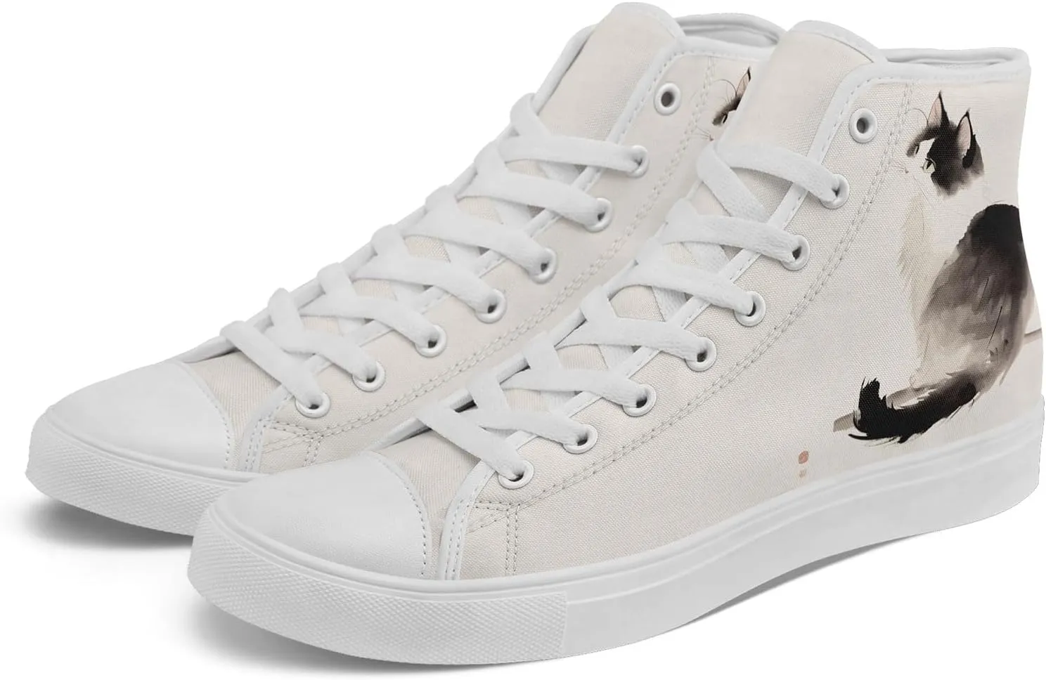 Women's High Top Sneakers Canvas Shoes Lace up Casual Tennis Shoes Fashion Flat Walking Shoe for Men