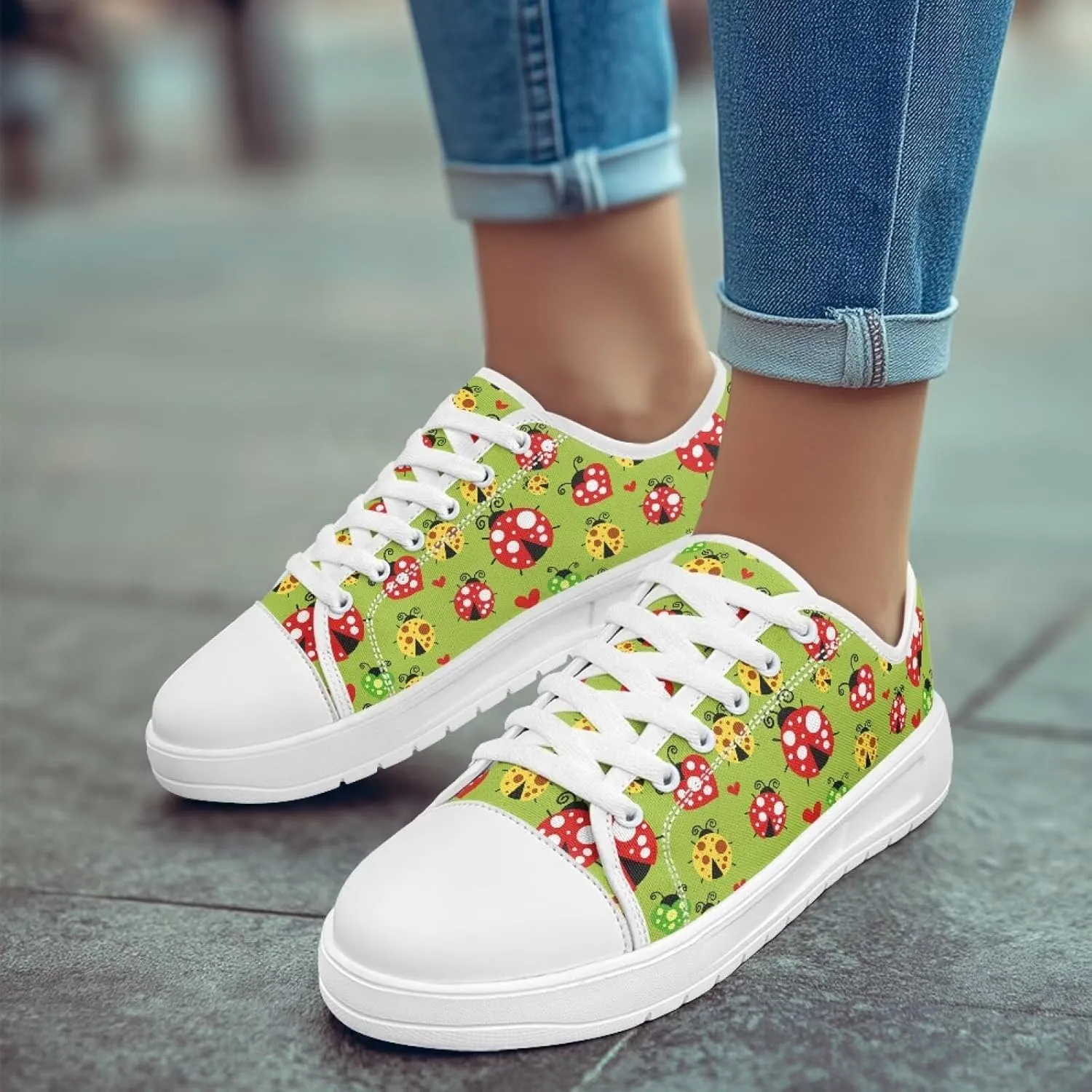 Women's Lace Up Low Top Canvas Shoes Fashion Casual Round Toe Sneakers Hands Free No Laces Barefoot Shoes US5.5-13.5