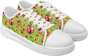 Women's Lace Up Low Top Canvas Shoes Fashion Casual Round Toe Sneakers Hands Free No Laces Barefoot Shoes US5.5-13.5