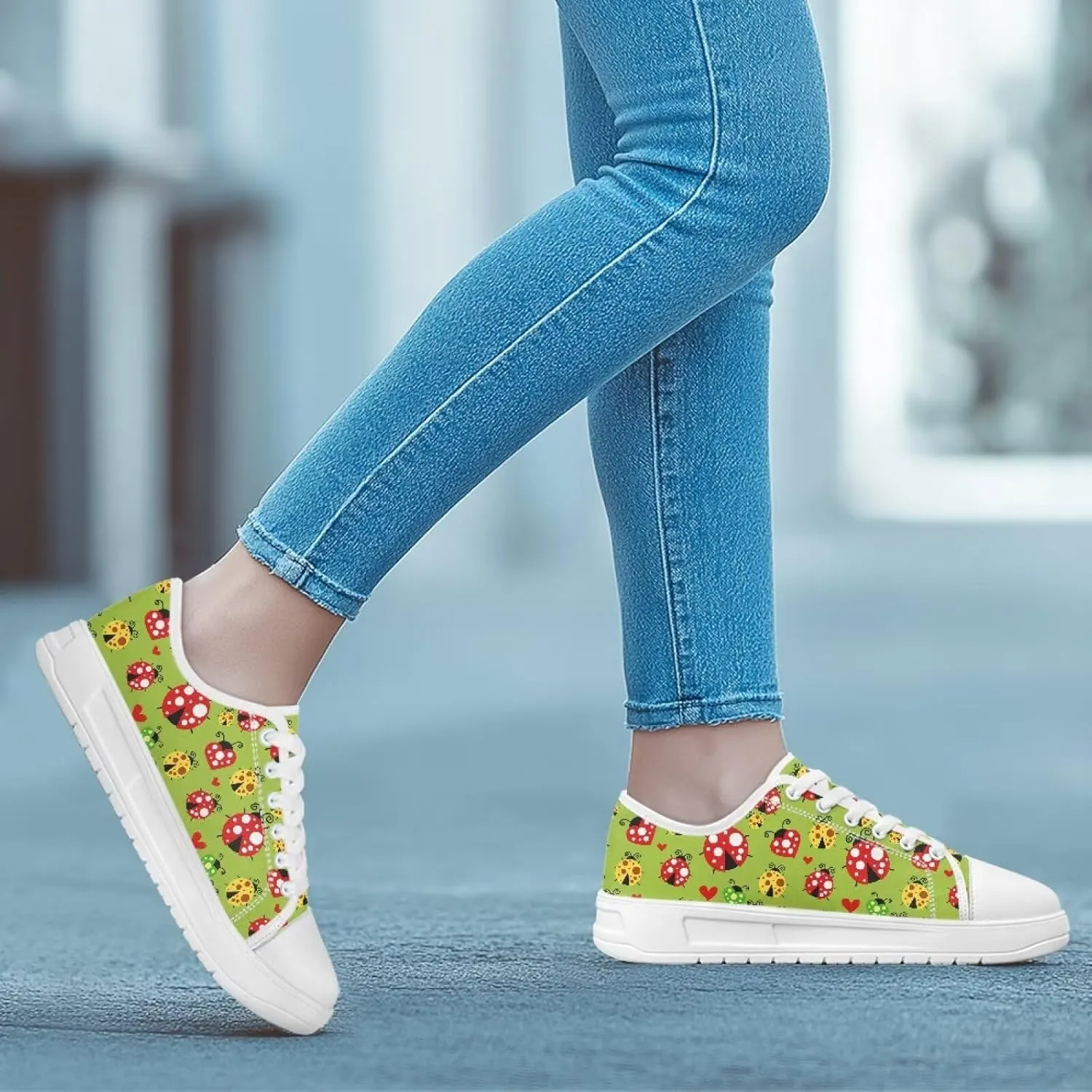 Women's Lace Up Low Top Canvas Shoes Fashion Casual Round Toe Sneakers Hands Free No Laces Barefoot Shoes US5.5-13.5