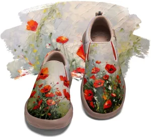 Women's Leather Shoes Slip On Flower Loafers Painted Travel Shoes Chinoiserie Art Fashion Sneaker