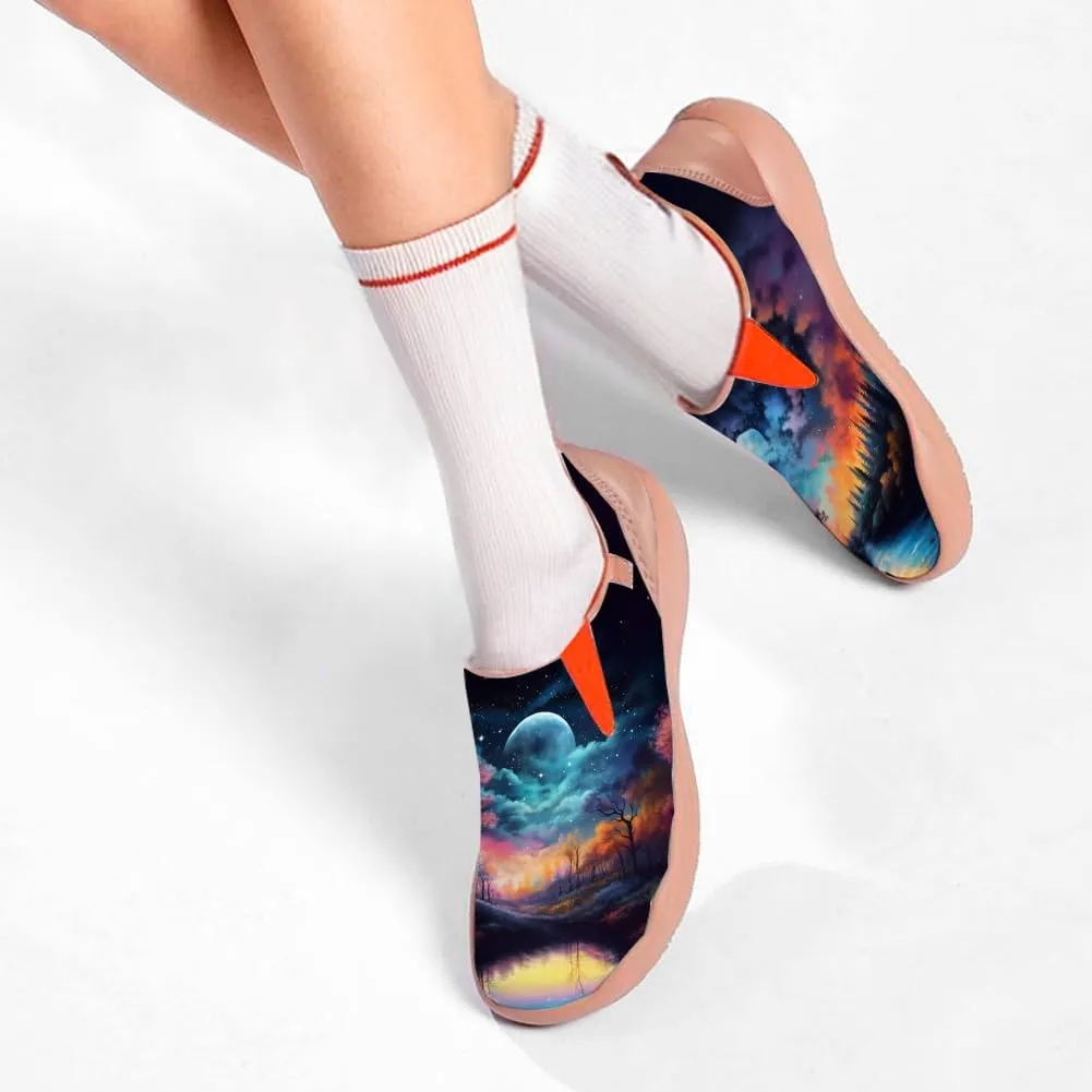 Women's Painted Shoes Outdoor Travel Loafers Comfortable Casual Slip-On Starry Sky Sneakers