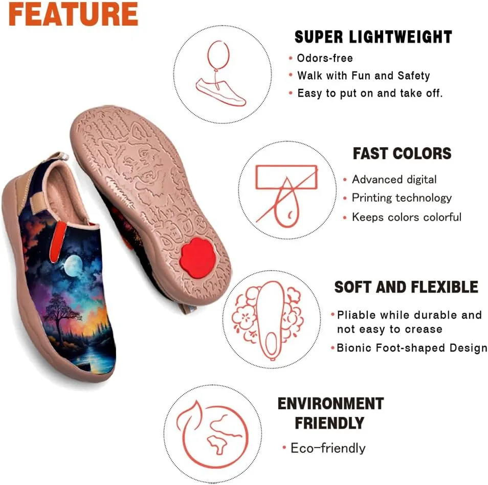 Women's Painted Shoes Outdoor Travel Loafers Comfortable Casual Slip-On Starry Sky Sneakers