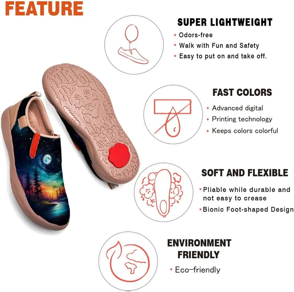 Women's Painted Shoes Outdoor Travel Loafers Comfortable Casual Slip-On Starry Sky Sneakers