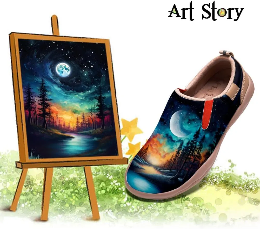 Women's Painted Shoes Outdoor Travel Loafers Comfortable Casual Slip-On Starry Sky Sneakers