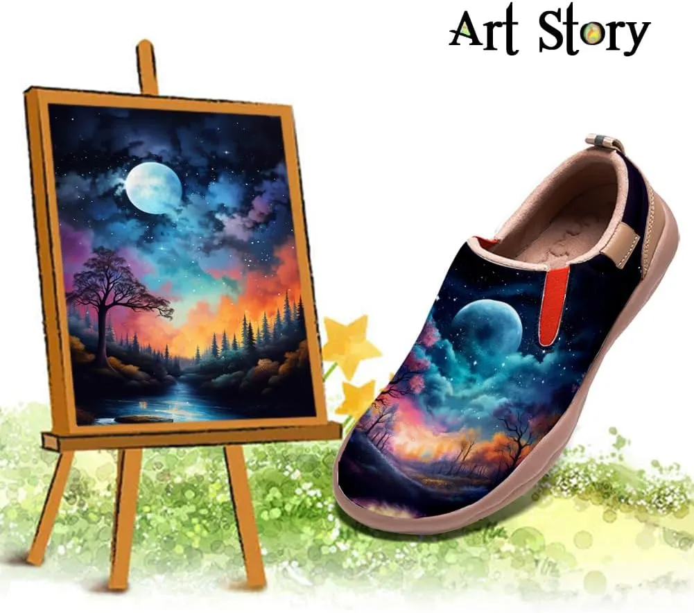 Women's Painted Shoes Outdoor Travel Loafers Comfortable Casual Slip-On Starry Sky Sneakers