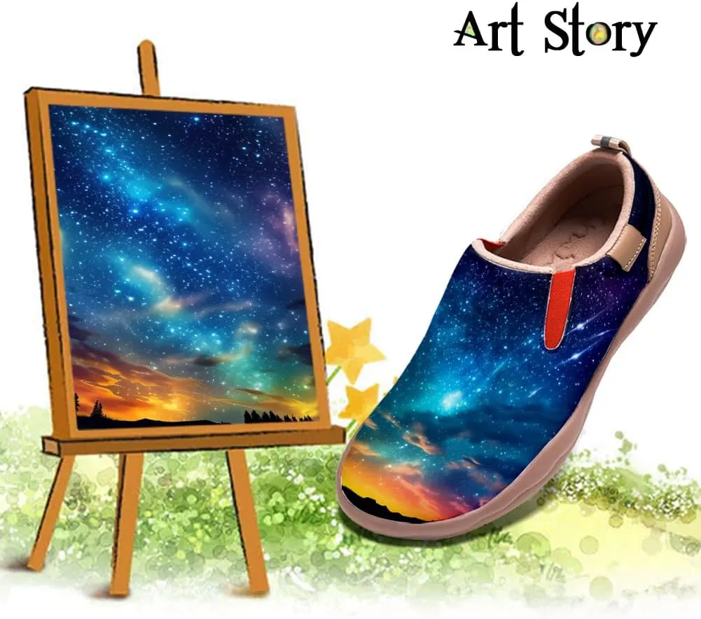 Women's Painted Shoes Outdoor Travel Loafers Comfortable Casual Slip-On Starry Sky Sneakers